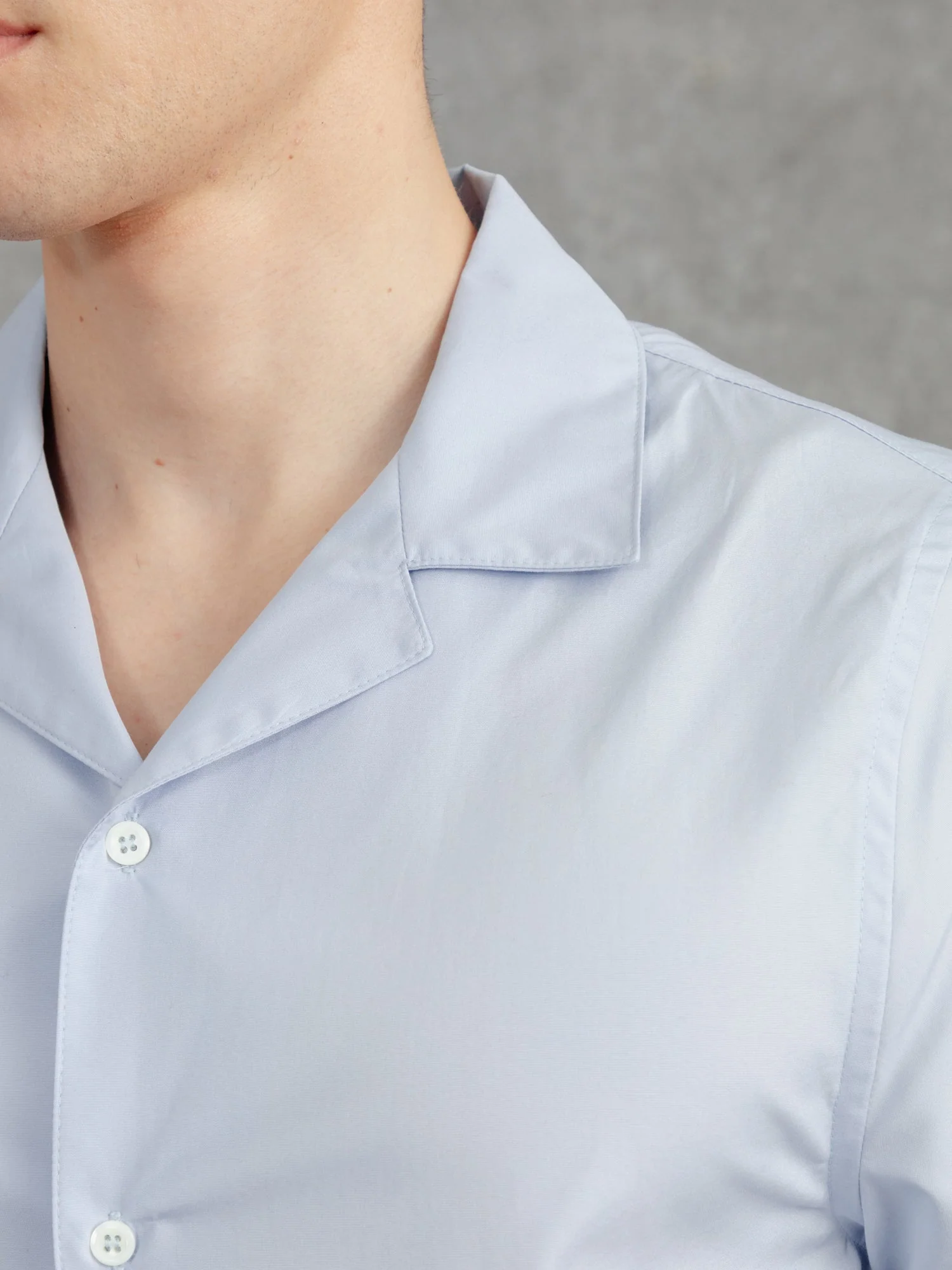 The Cotton Cuban Collar Shirt - Azure - Image 4