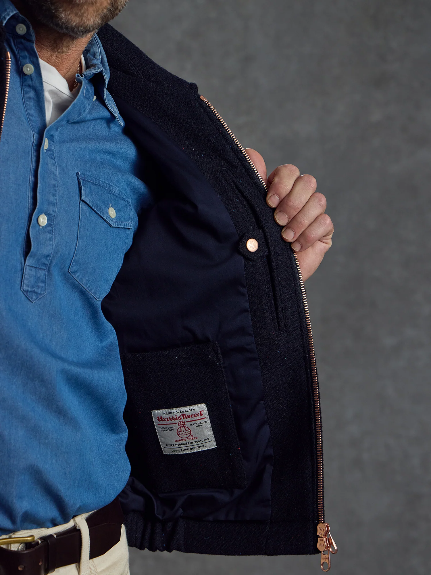The Harris Tweed Bomber - Ink - Image 3
