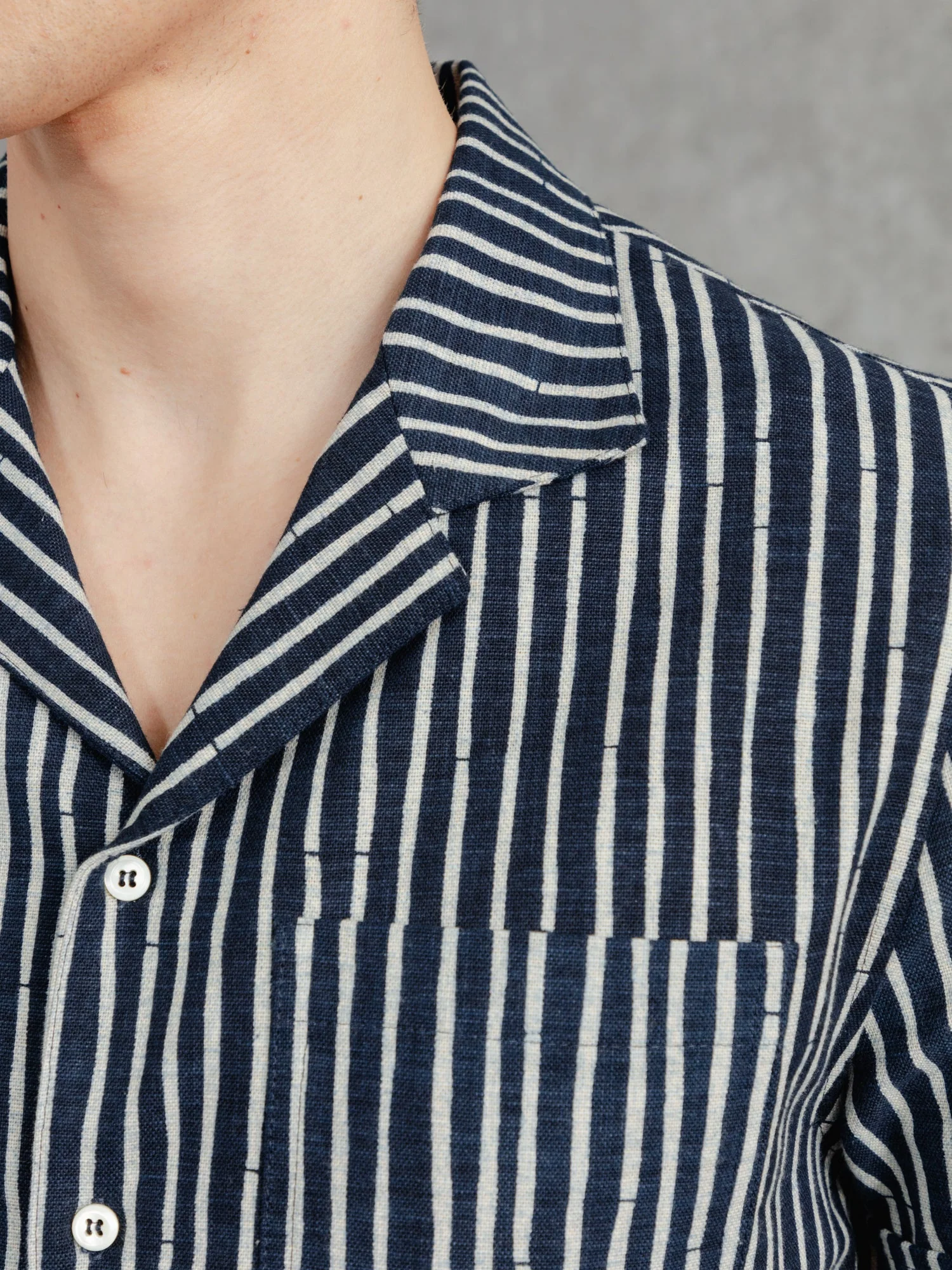 The Stripe Aldery Overshirt - Ink & Cobble Grey - Image 4