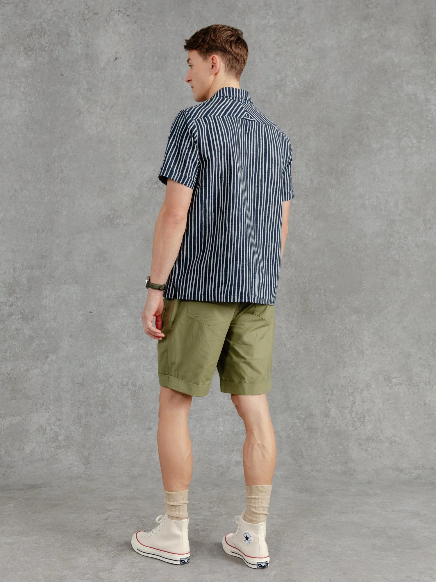The Stripe Aldery Overshirt - Ink & Cobble Grey - Image 6