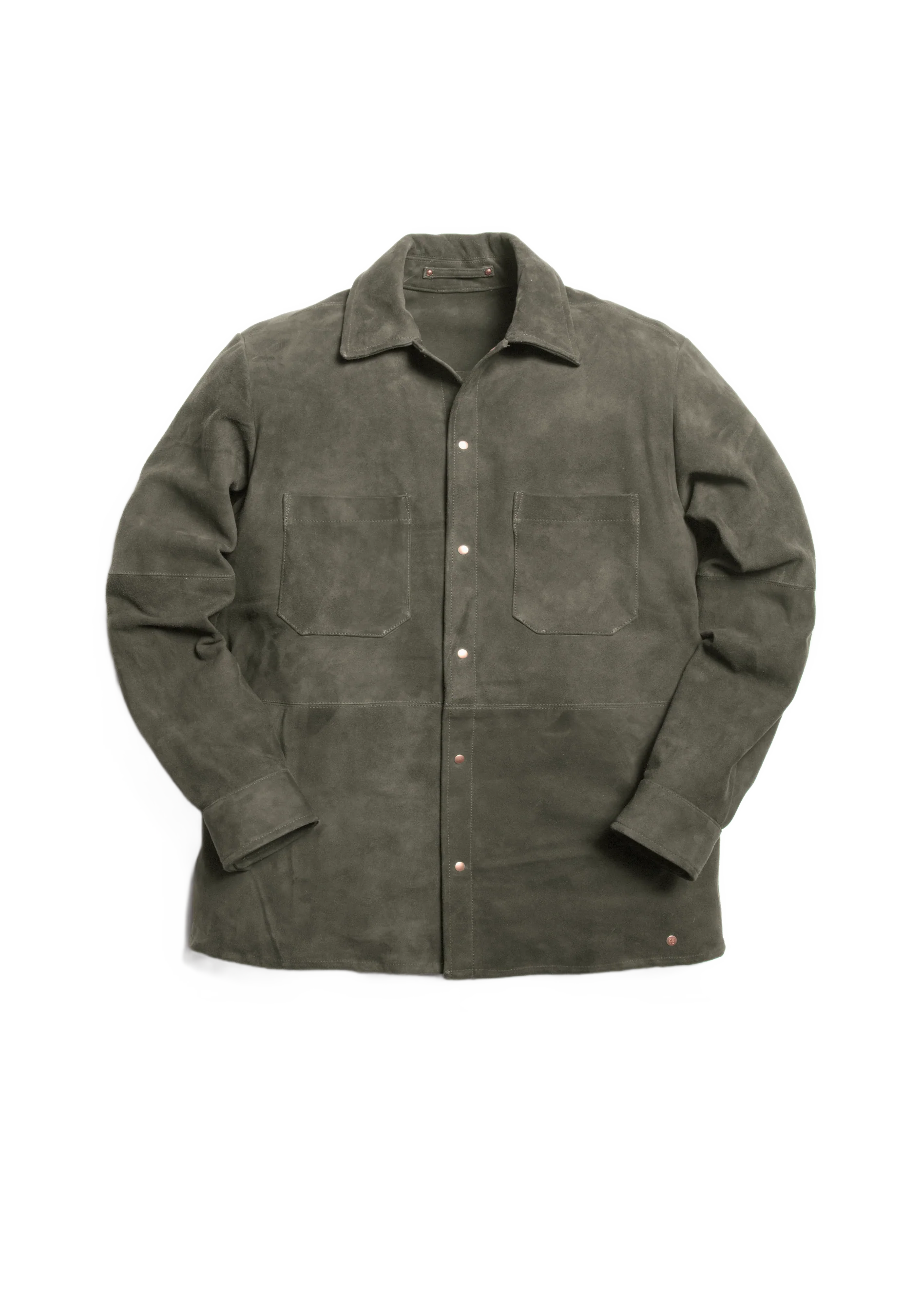The Suede Studded Overshirt - Cobble Grey - Image 3