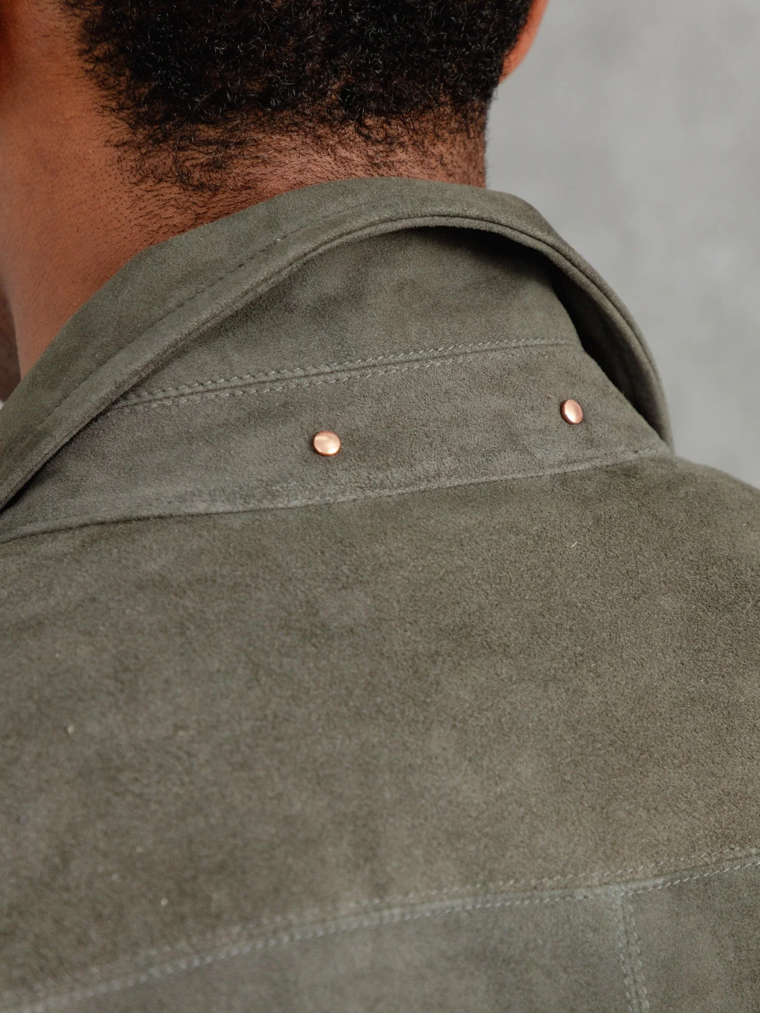 The Suede Studded Overshirt - Cobble Grey - Image 4