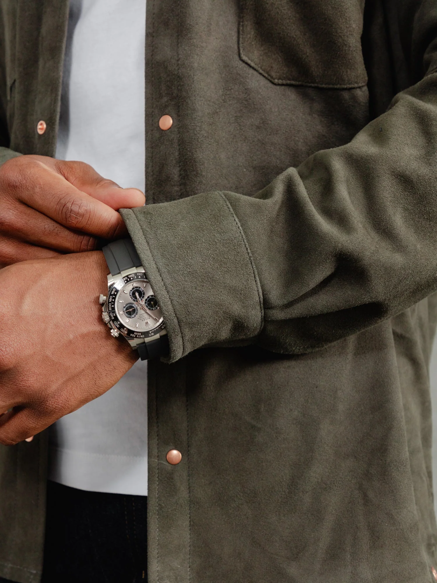 The Suede Studded Overshirt - Cobble Grey - Image 5