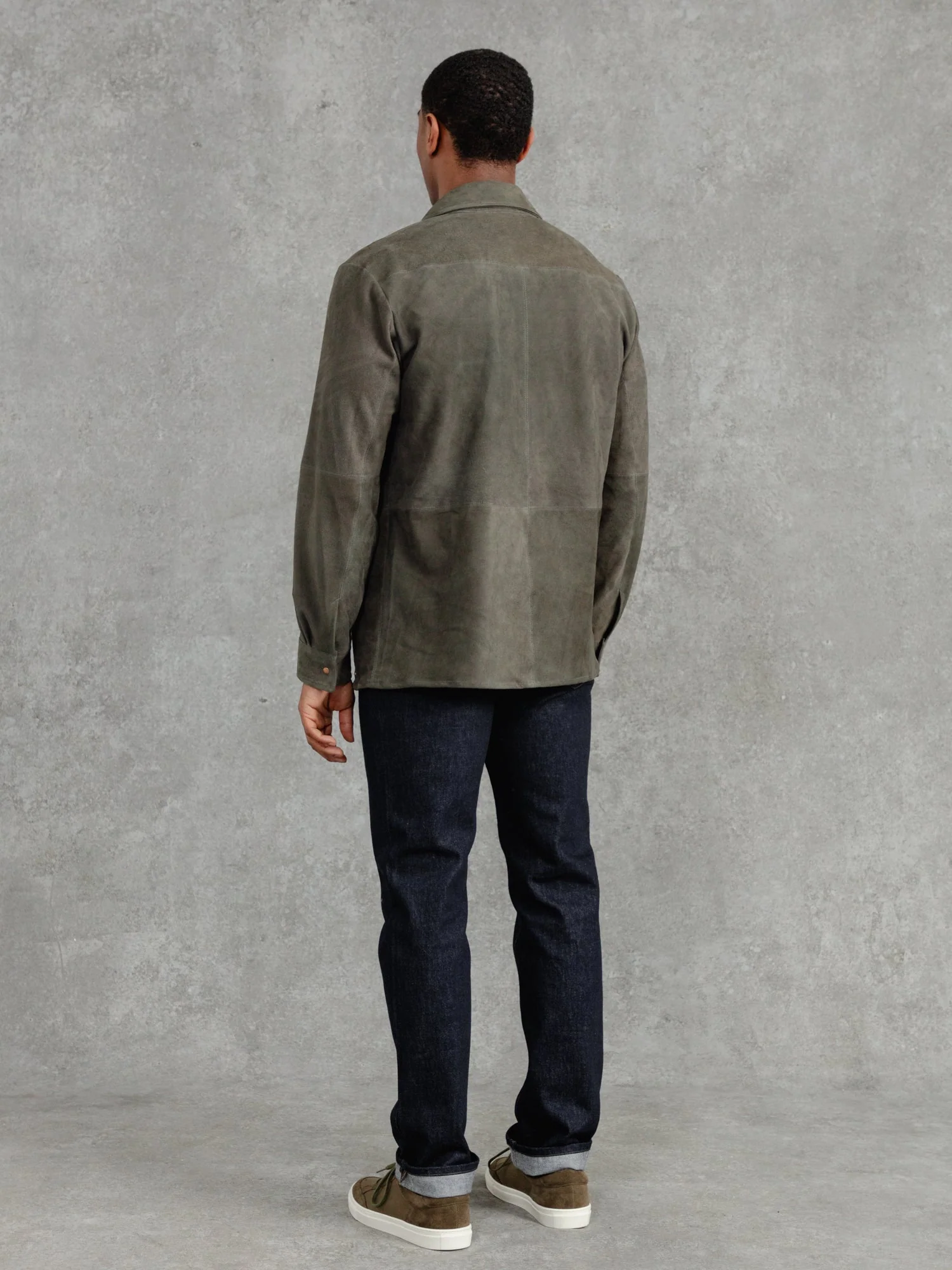 The Suede Studded Overshirt - Cobble Grey - Image 6