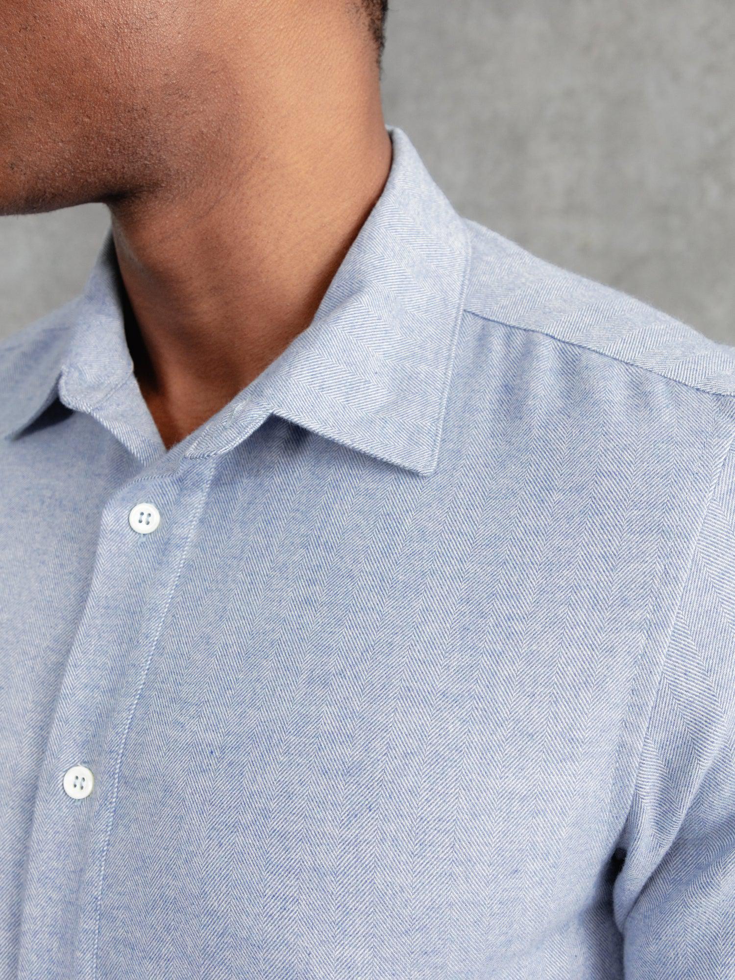 The Victor Melton Shirt - Oxford Blue Herringbone - Image 4