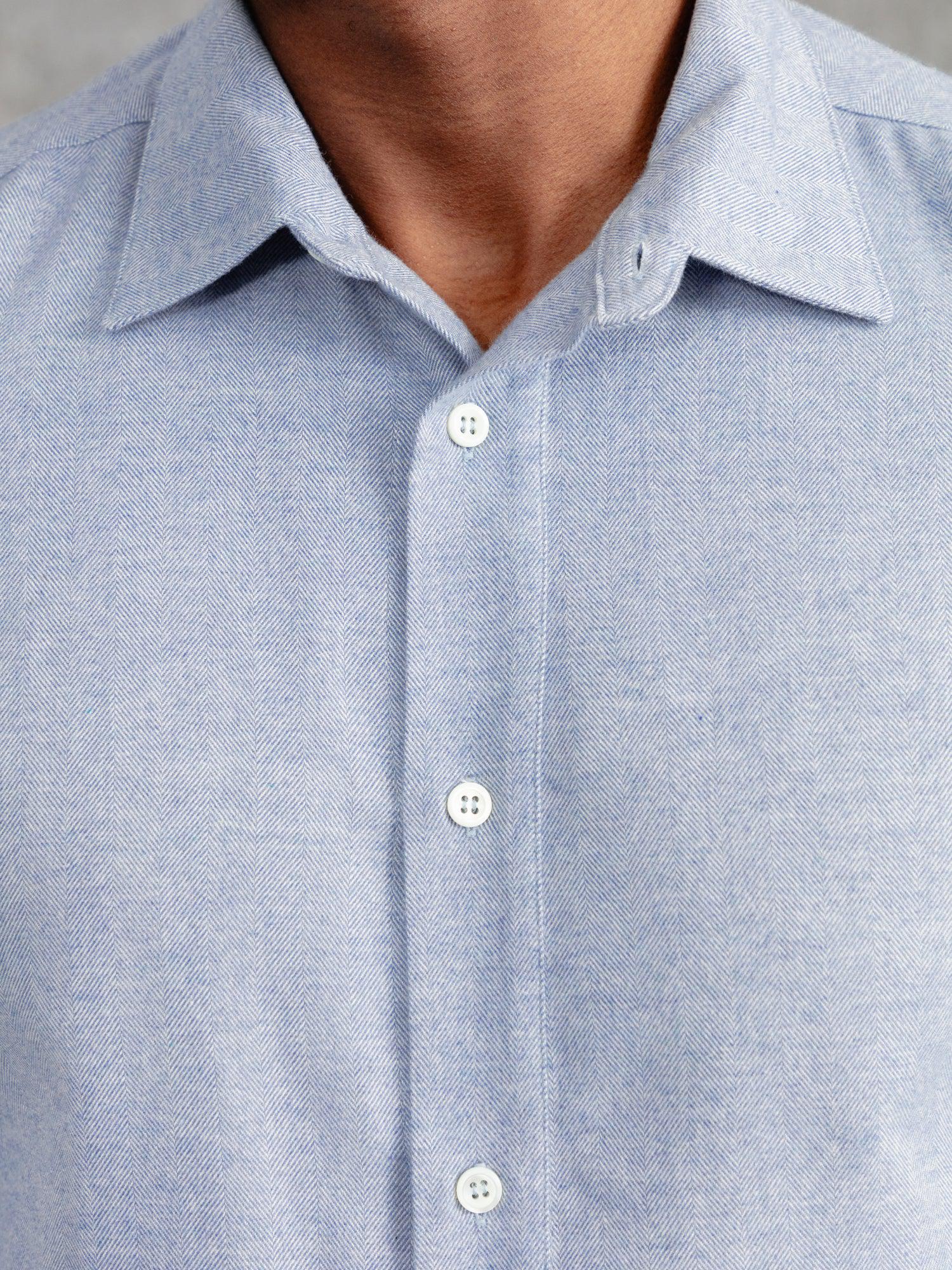 The Victor Melton Shirt - Oxford Blue Herringbone - Image 6