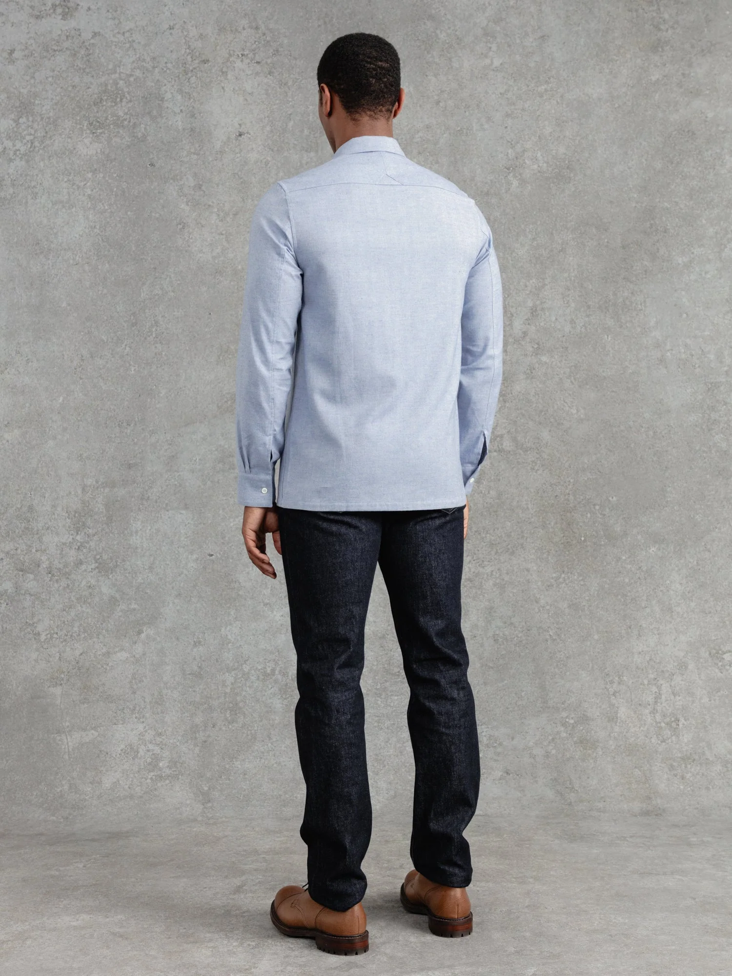 The Victor Melton Shirt - Oxford Blue Herringbone - Image 8